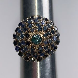 VTG ❤️14K Genuine Sapphire Bombe Princess Ring